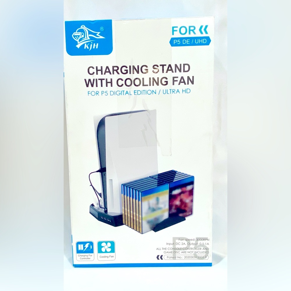 KJH Charging Stand With Cooling Fan For PS5 Ultra HD Game Console NEW 3 USB HUBS